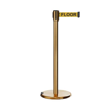 Retractable Belt Rolling Stanchion, 2ft Sat.Brass Post  9ft. Y.Wet